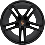 21-inch Taycan Exclusive Design Wheels painted in Satin Black with Aeroblades