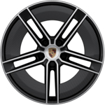 21-inch Taycan Exclusive Design Wheels painted in Black (high-gloss), highly polished