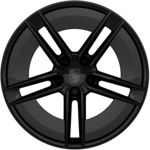 21-inch Taycan Exclusive Design Wheels fully painted in Black (high-gloss) with Aeroblades