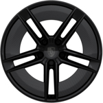 21-inch Taycan Exclusive Design Wheels painted in Black (high-gloss) with Aeroblades