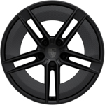 21-дюймові диски ексклюзивного дизайну Taycan, пофарбовані в атласно-чорний колір з Aeroblades