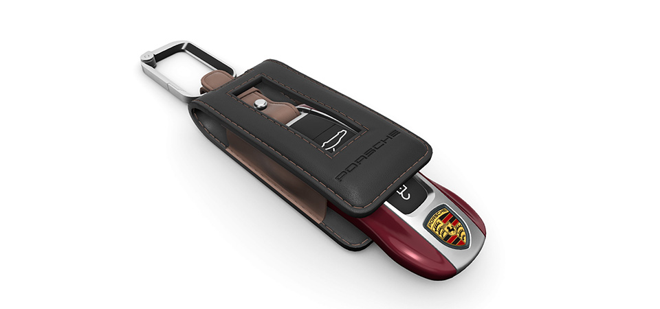 Vehicle key painted with key pouch leather