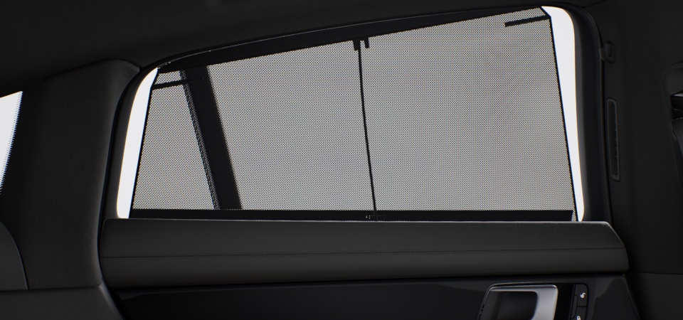 Cortina de enrolar elétrica para a parte de trás do compartimento traseiro e cortina de enrolar elétrica para os vidros laterais traseiros