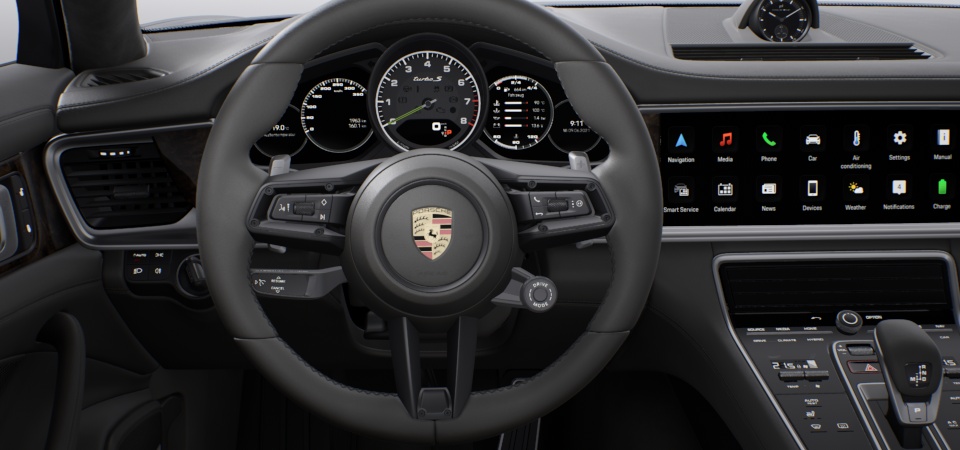Pacote Sport Chrono com Relógio Porsche Design no painel