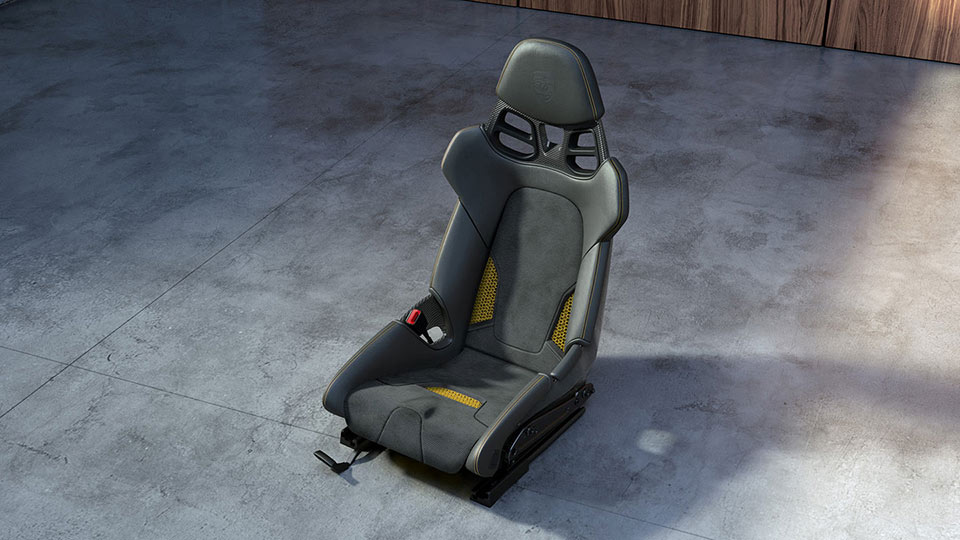 3D-printed bodyform full-bucket seat with degree of hardness - hard
