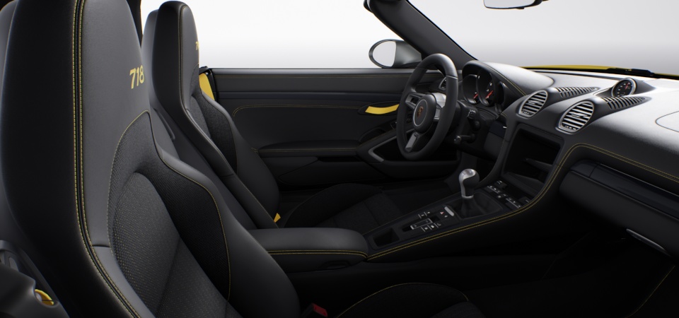 Interior-Package 718 T with extensive items in leather, Contrasting colour: Racing Yellow