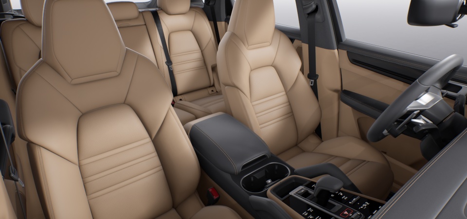 Leather interior in two-tone combination.  smooth-finish leather Slate Grey-Mojave Beige