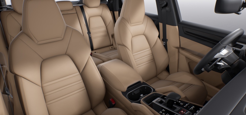 Partial leather interior in two-tone combination Black-Mojave Beige