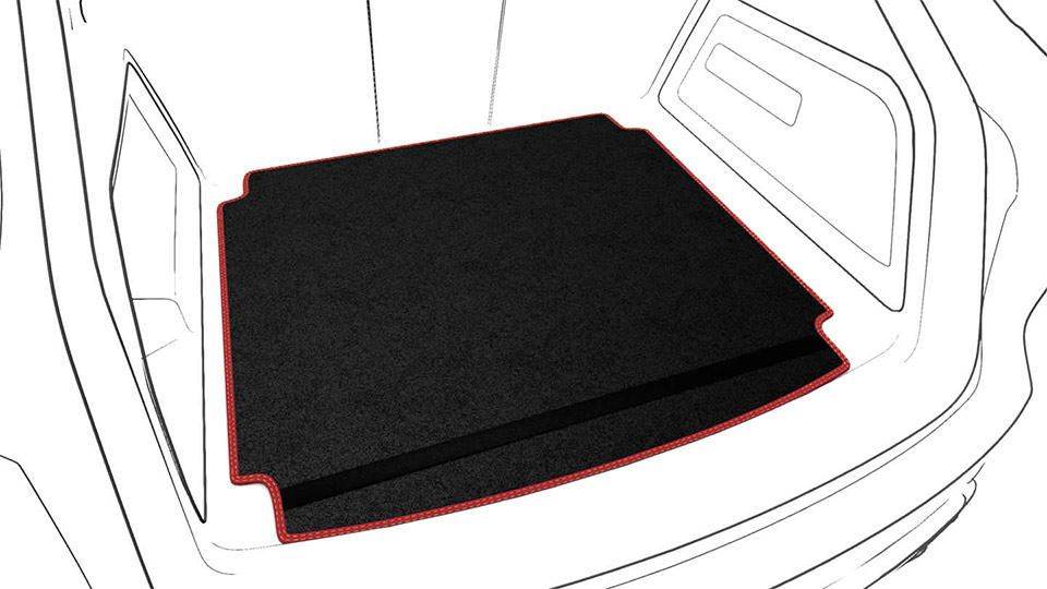 Personalised reversible loadspace mat with leather edging and loading edge protection