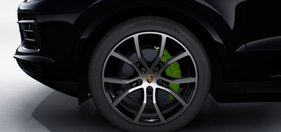 Jantes Cayenne Exclusive Design 21 pouces en Noir (finition brillante) avec élargisseur de roue peint en couleur extérieur