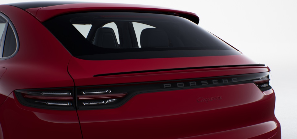 Logo 'Porsche' en Noir, finition satinée et désignation du modèle en couleur extérieure