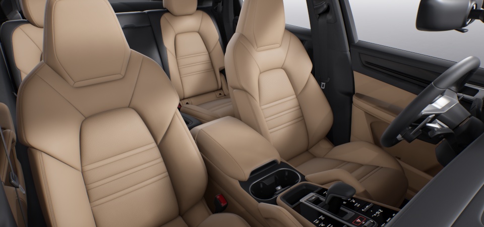 Partial leather interior in two-tone combination Black-Mojave Beige