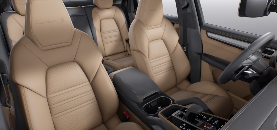 Leather interior in two-tone combination.  smooth-finish leather Slate Grey-Mojave Beige