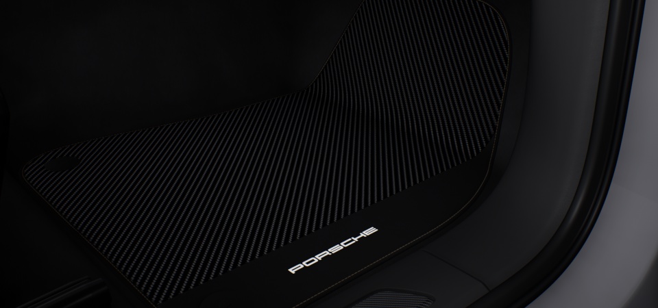 Carbon Fibre Floor Mats with Leather Edging