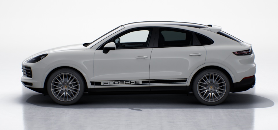 Zijdelingse striping met 'Porsche'-logo in Zwart