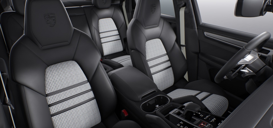 Leather Interior in Black with Seat Centres in Classic Checkered Fabric
