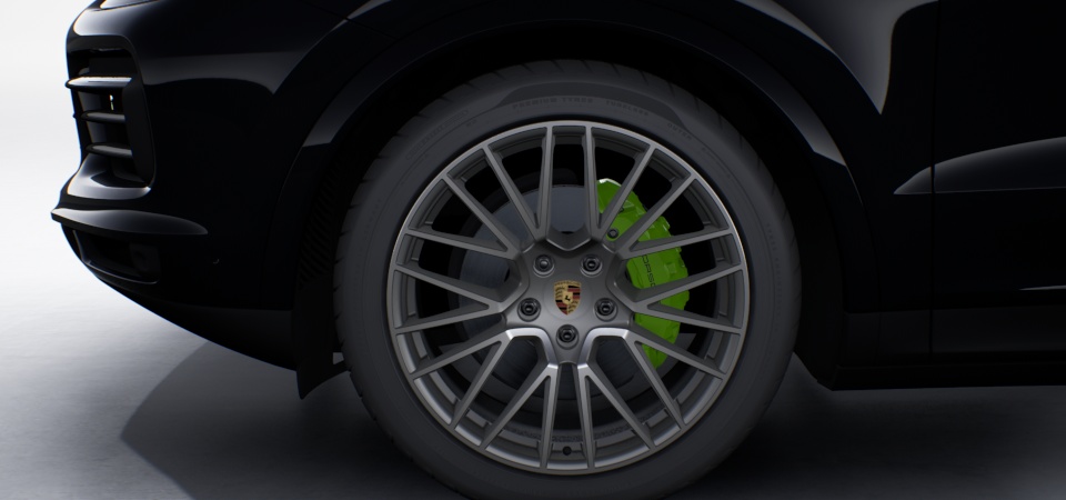 21-inch RS Spyder Design-velgen in satijnplatina met wielkastverbredingen in exterieurkleur