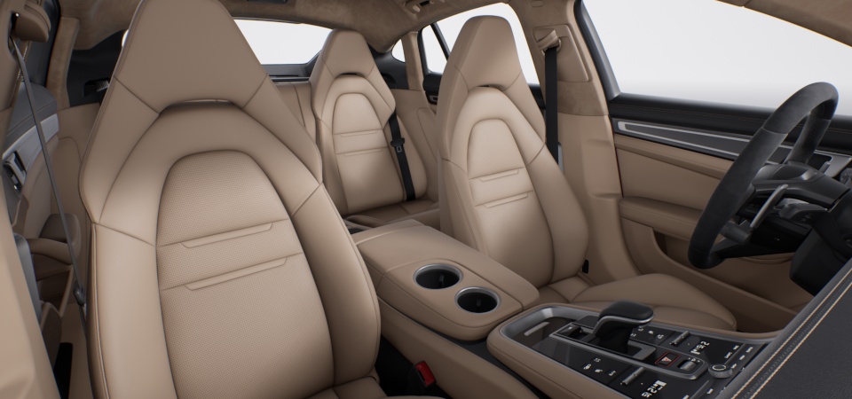 Two-tone leather interior in Black and Luxor Beige, smooth-finish leather