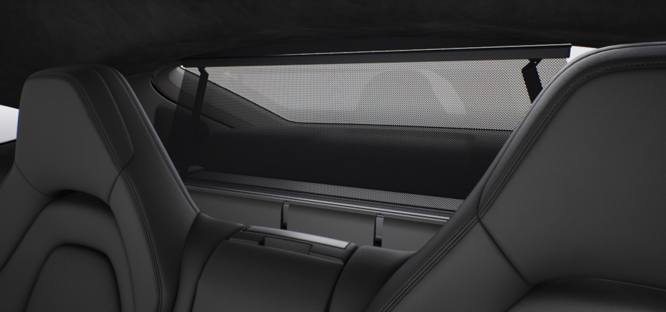 Electric roll-up sunblind for behind rear compartment