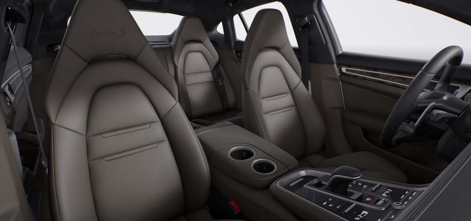 Two-tone leather interior in Black and Saddle Brown, smooth-finish leather