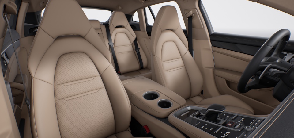 Two-tone leather interior in Black and Luxor Beige, smooth-finish leather