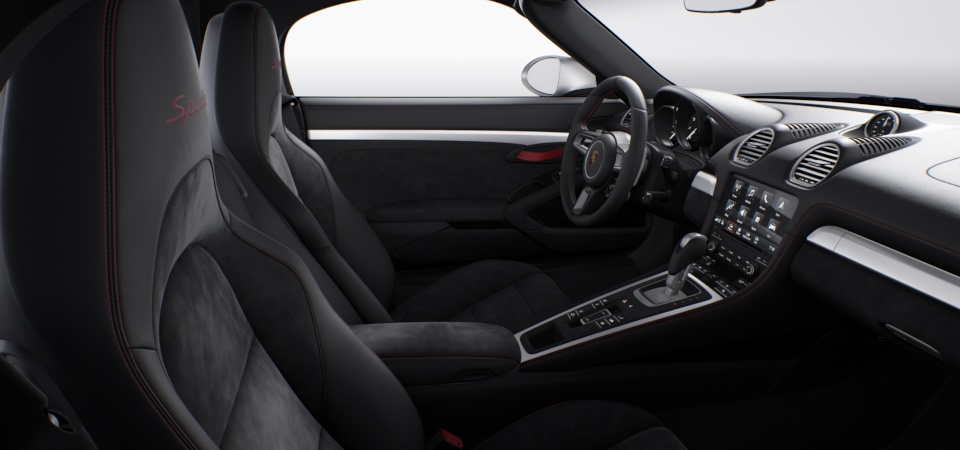 Race-Tex interior with extensive items in leather, Black, decorative stitching in contrasting colour Red