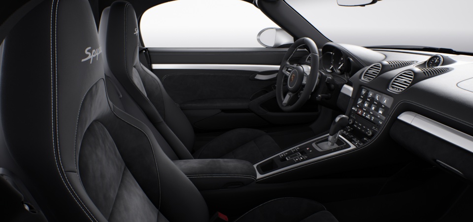 Race-Tex interior with extensive items in leather, Black, decorative stitching in contrasting colour Silver