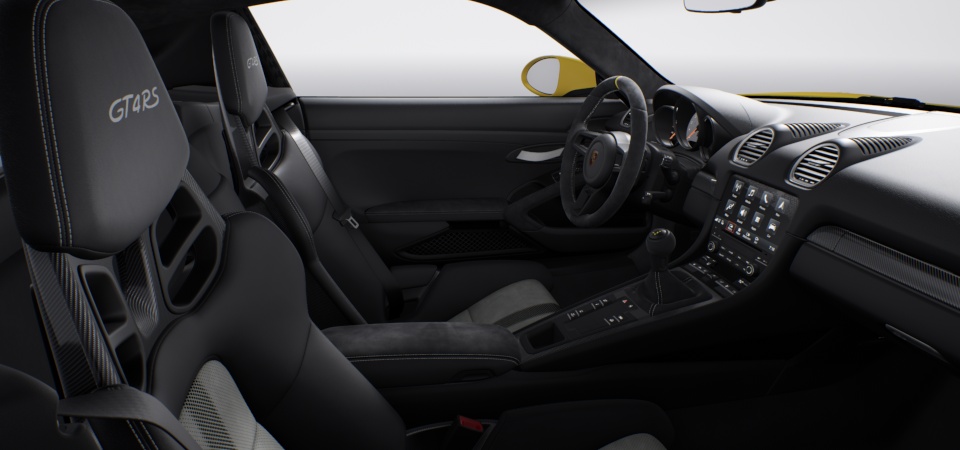 Interior with items in leather and Race-Tex, Black-Arctic Grey