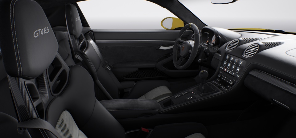 Interior with extensive items in leather and Race-Tex, black-arctic grey