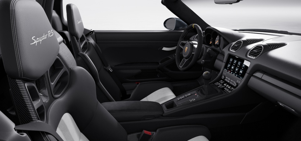 Interior with items in leather and Race-Tex, Black-Arctic Grey