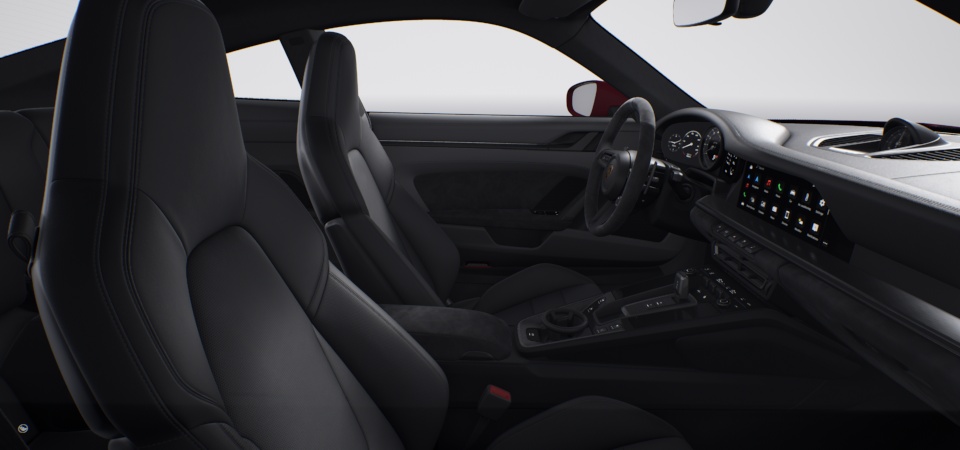 Race-Tex interior package with extensive items in leather, seat centres leather