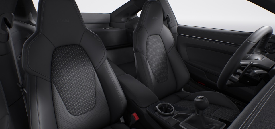 Carrera T interior package with extensive items in leather, stiching slate grey