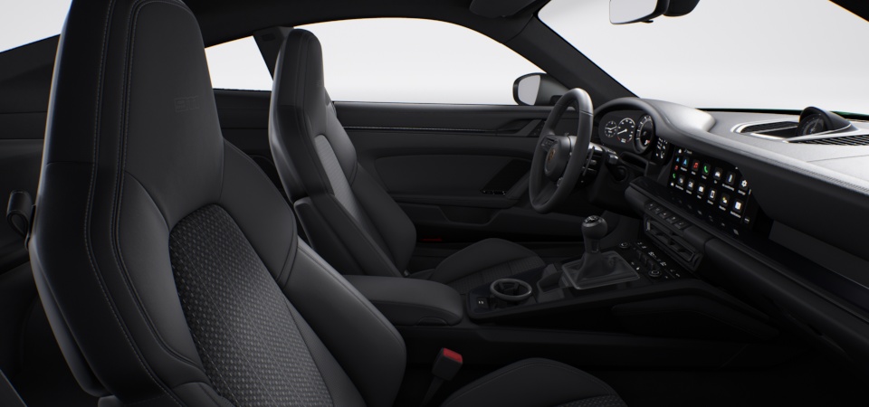Carrera T interior package with extensive items in leather, stiching slate grey
