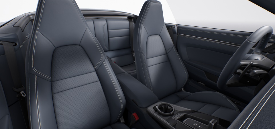 Leather Interior in Graphite Blue with Chalk Stitching