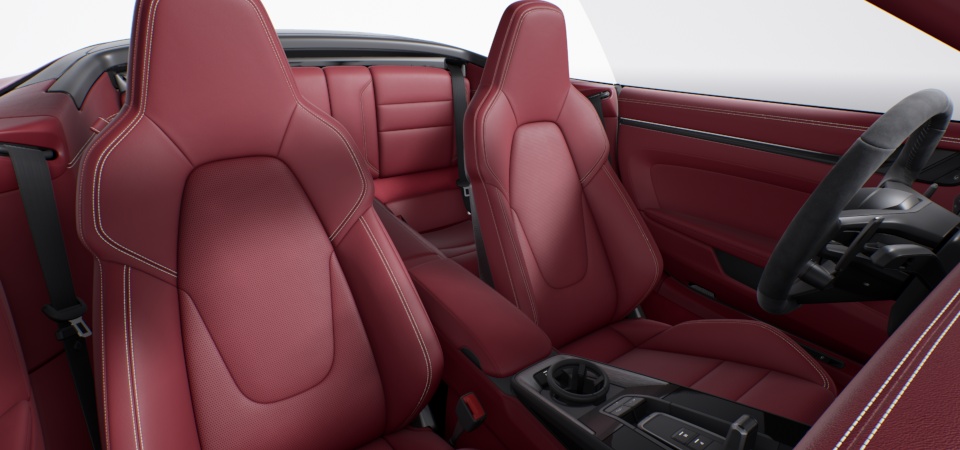 Leather Interior in Bordeaux Red with Chalk Stitching