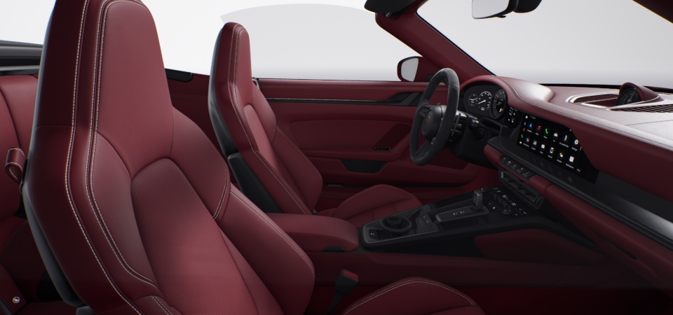 Leather Interior in Bordeaux Red with Chalk Stitching