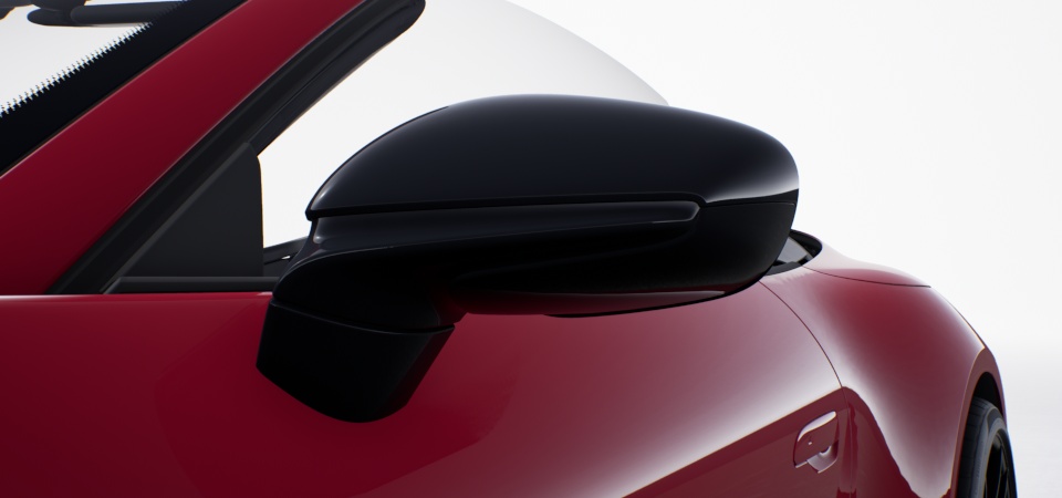 Exterior Mirror Upper Trims in Carbon including Lower Trims and Mirror Bases painted in Black (high-gloss)