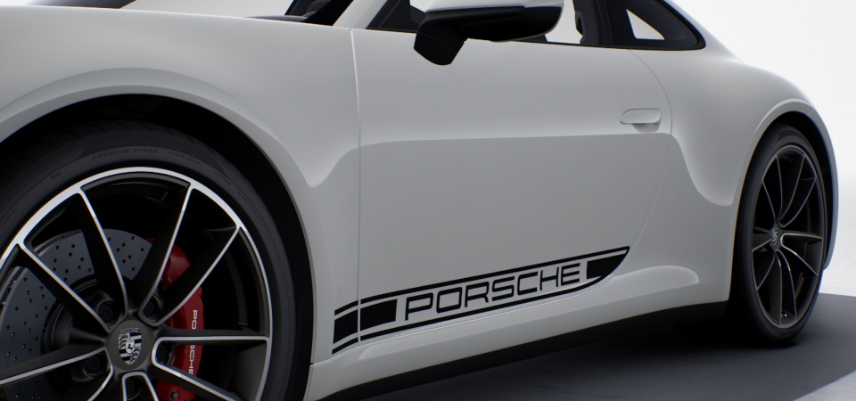 Декоративний бічний логотип «PORSCHE» чорного кольору