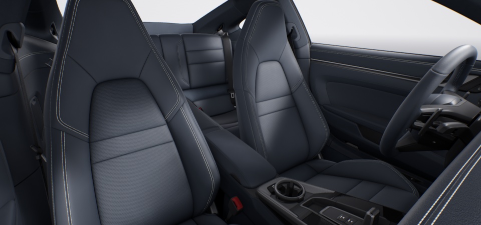 Leather Interior in Graphite Blue with Chalk Stitching