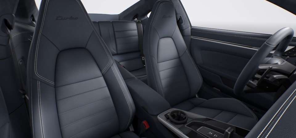 Leather Interior in Graphite Blue with Chalk Stitching
