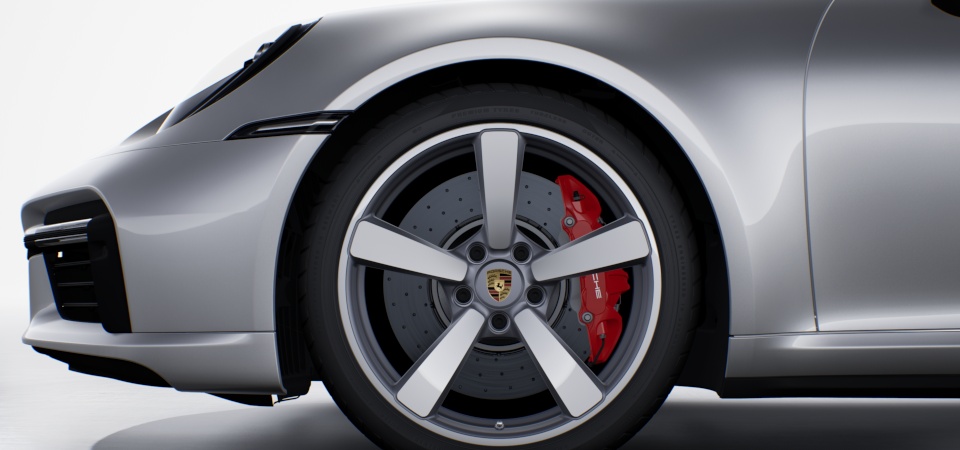 Wheel centre set with full-colour Porsche Crest