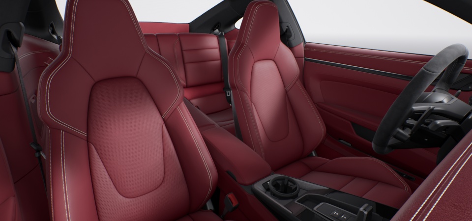 Leather Interior in Bordeaux Red with Chalk Stitching