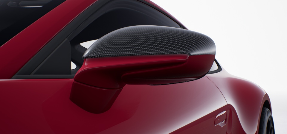Exterior Mirror Upper Housing in Carbon Fibre and Lower Trim/Base in Exterior Colour
