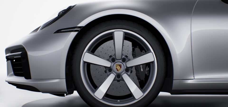 Керамічні композитні гальма Porsche (PCCB) із гальмівними супортами, пофарбованими в чорний колір (глянцевий)