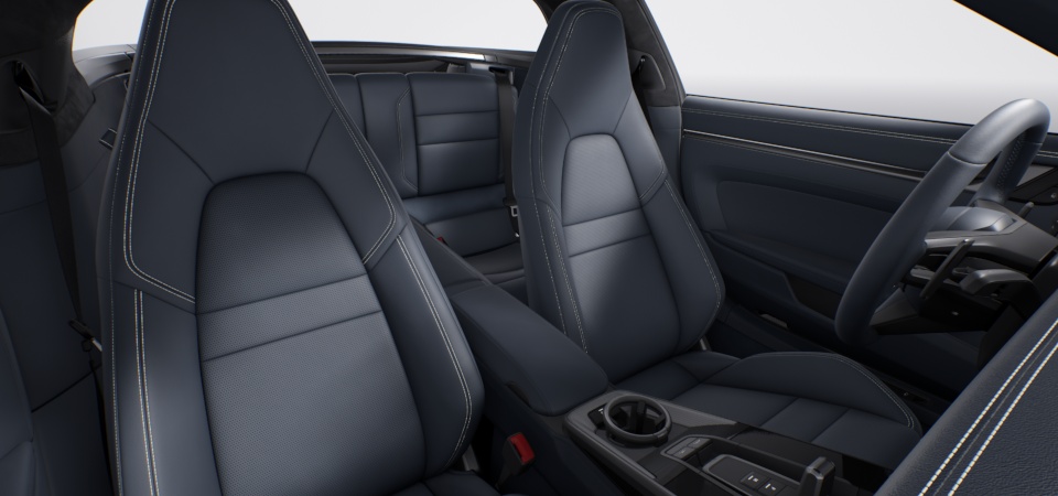 Leather Interior in Graphite Blue with Chalk Stitching