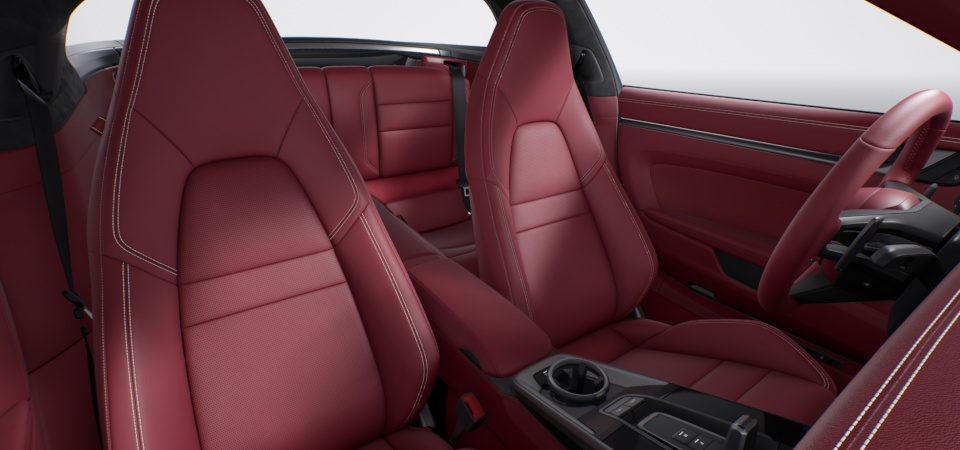 Leather Interior in Bordeaux Red with Chalk Stitching