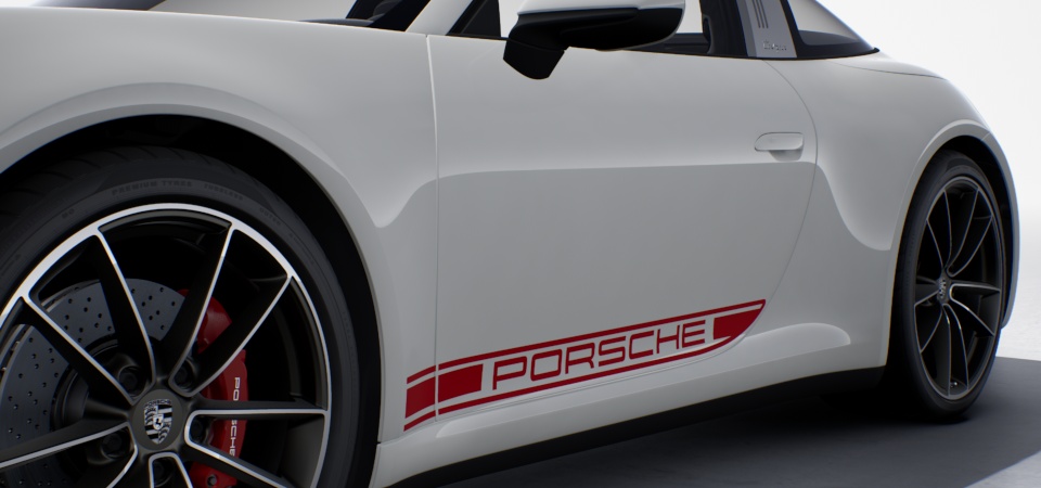 Sticker latéral avec logo 'PORSCHE' en Rouge