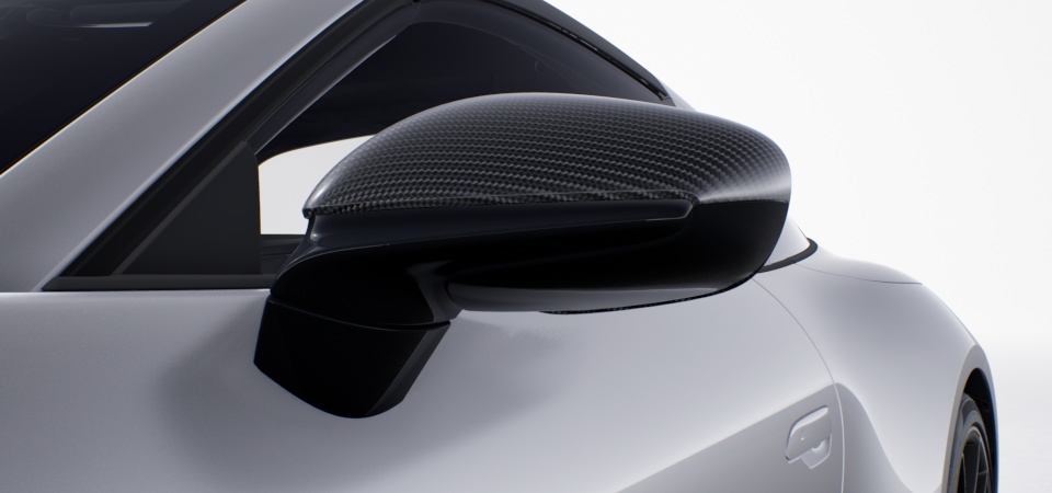 Exterior Mirror Upper Housing in Carbon Fibre and Lower Trim/Base in High Gloss Black