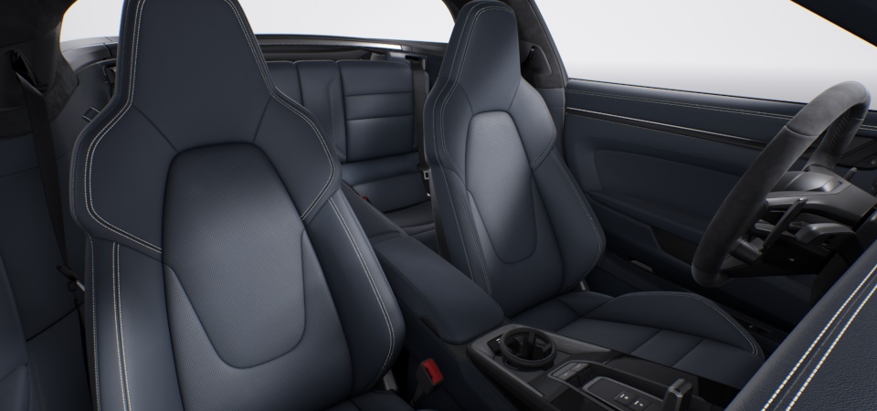 Leather Interior in Graphite Blue with Chalk Stitching