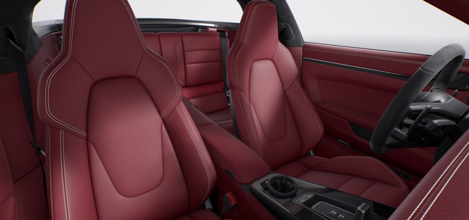 Leather Interior in Bordeaux Red with Chalk Stitching